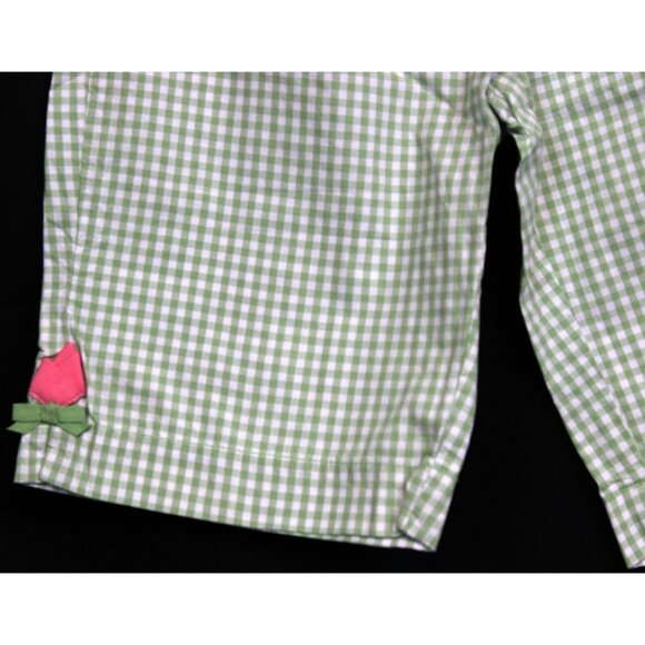 NWT 2010 Gymboree Tulip Garden Bermuda Shorts sz 9 Green Gingham Bow Pockets - Picture 4 of 8